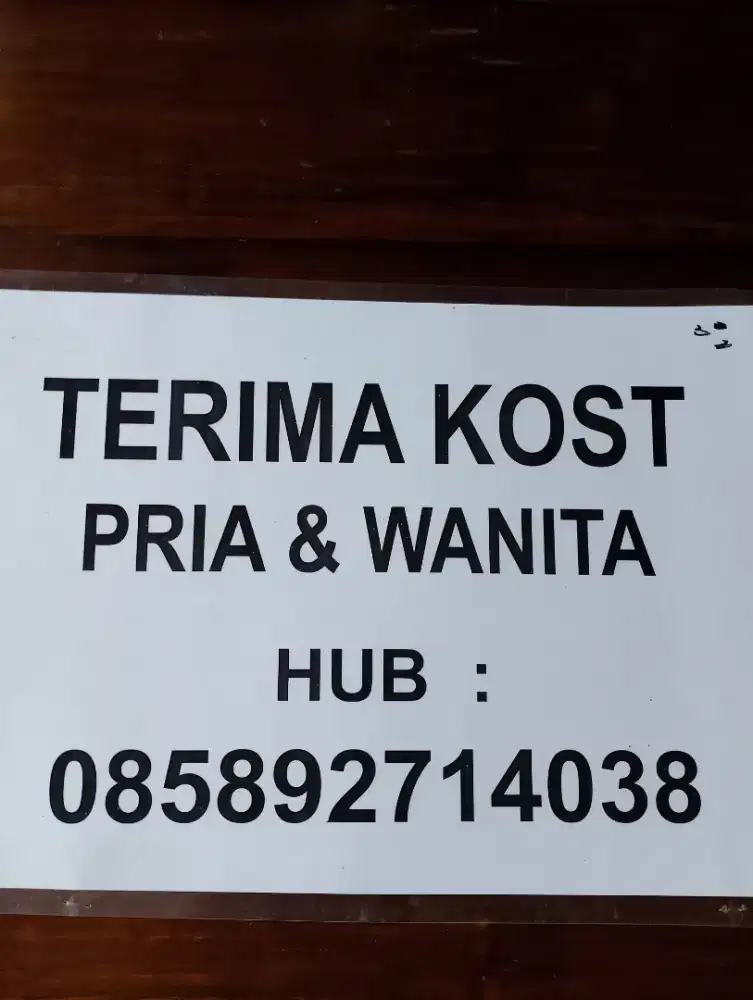 Terima kost khusus pria 850.000/bulan non ac.