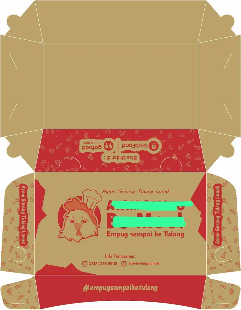 Paper Lunch Box SIZE L 20cm x 13cm, Printing 1 warna (PRELOVED)