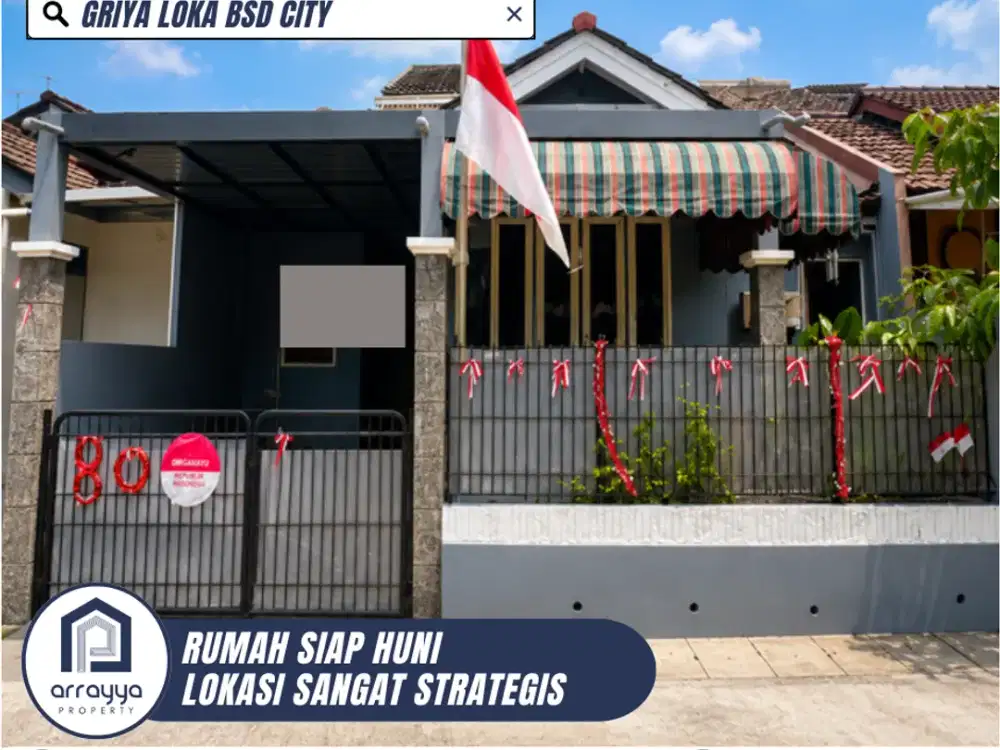 DIJUAL RUMAH CANTIK 2 LANTAI SIAP HUNI LINGKUNGAN ASRI DI GRIYA LOKA BSD (ARB97)