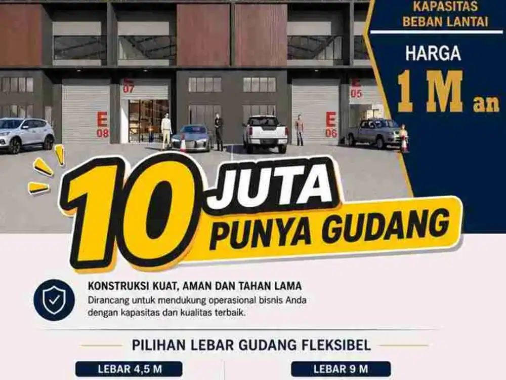 Dijual Gudang multiguna cukup 10 juta saja