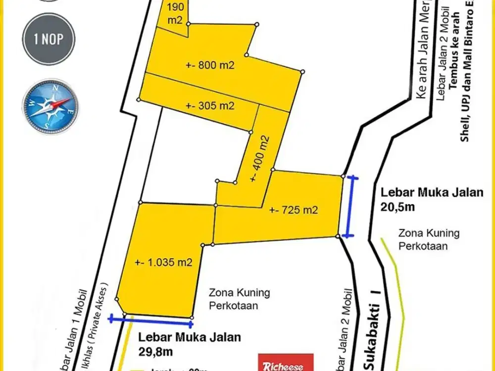 Dijual Kavling 3.455 M², Lokasi Dekat KRL, Mall Bintaro Exchange, Kampus Pembangunan Jaya, Rs Premier Bintaro, Citra Garden Bintaro, Sekolah Alam