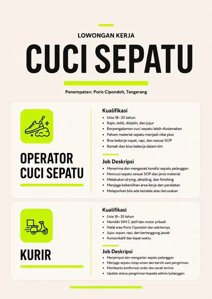 DIBUTUHKAN LAUNDRY SEPATU