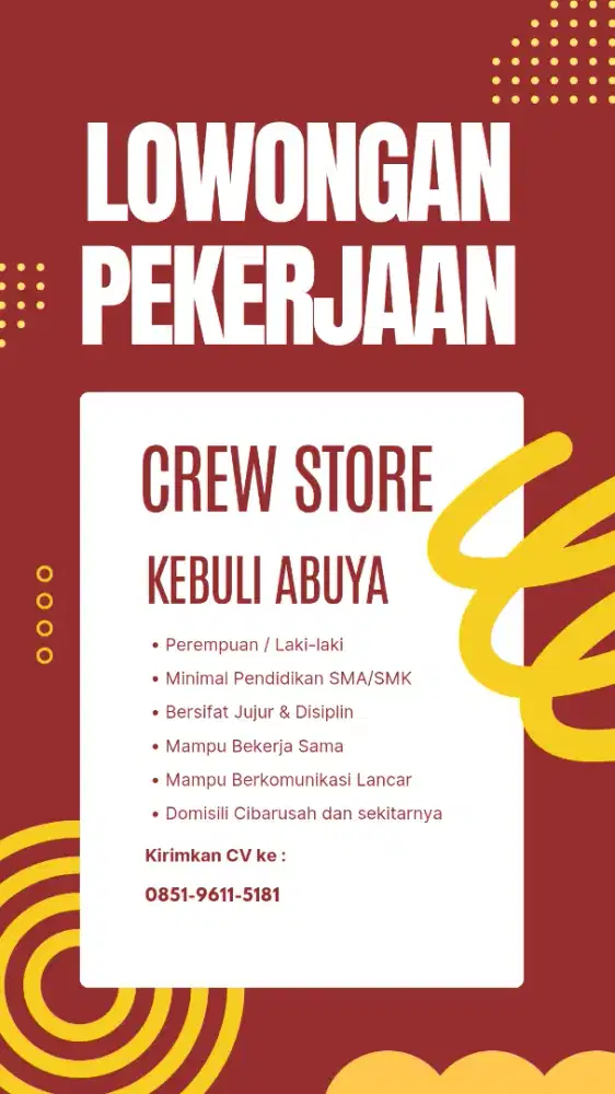 di Butuhkan Crew Outlet
