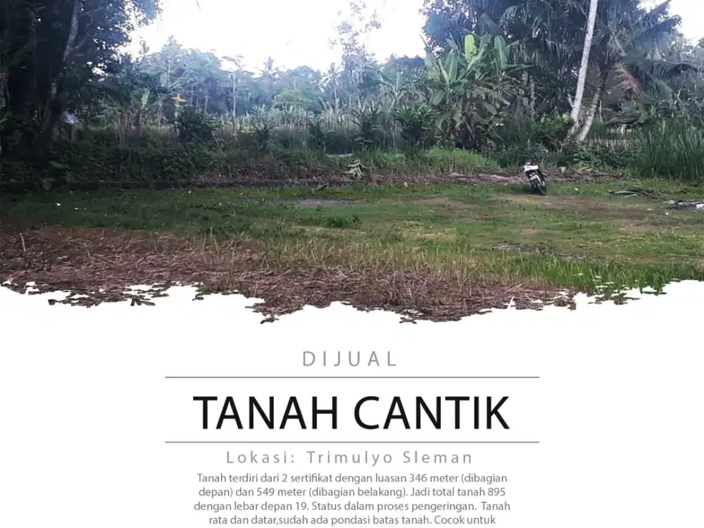 Dijual Tanah Strategis Di Trimulyo Sleman, Tepi Jalan & Sungai  ; Cocok Untuk Hunian,  Villa  & Usaha Dengan View Merapi