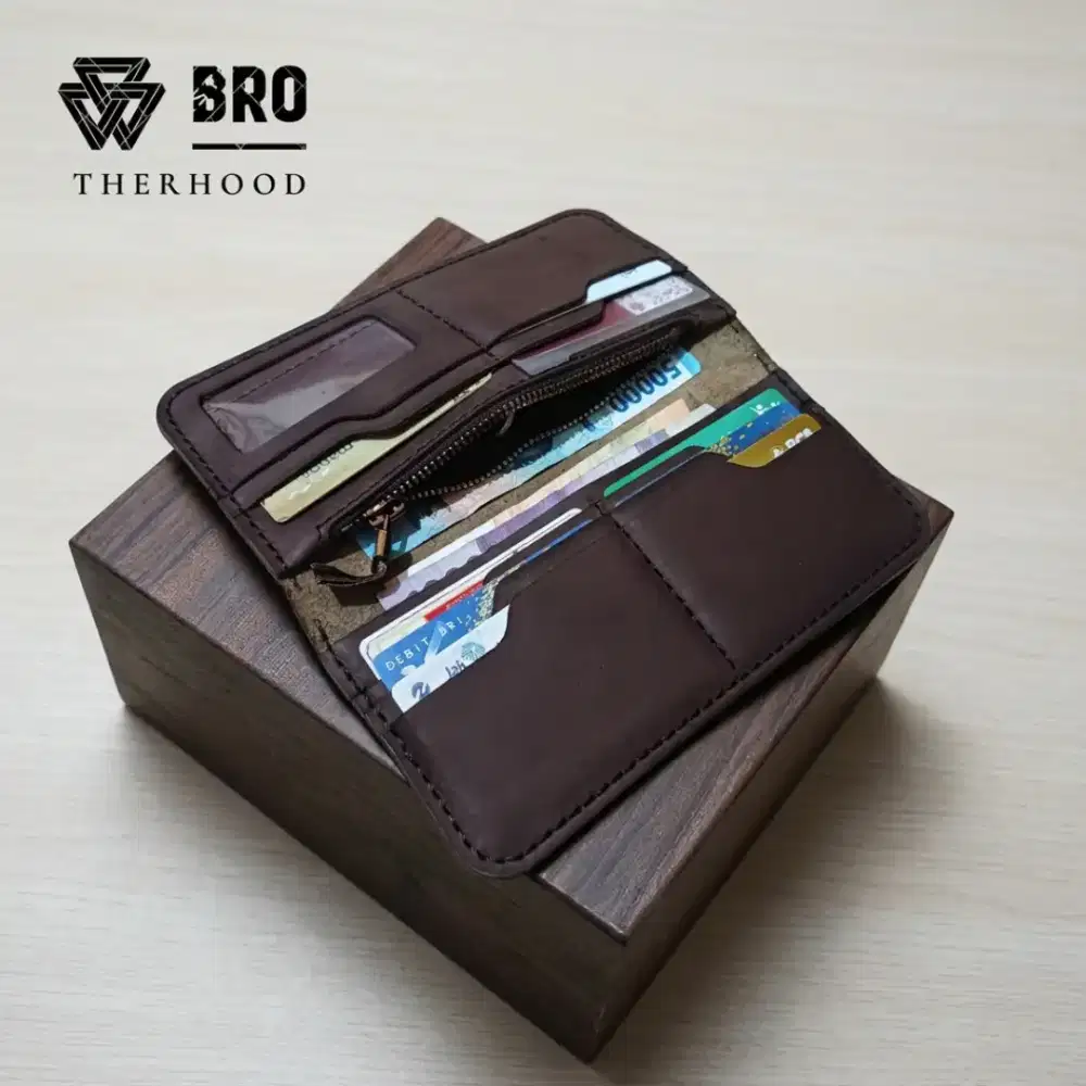 Dompet panjang full kulit sapi jahitan tangan jenis crazy horse
