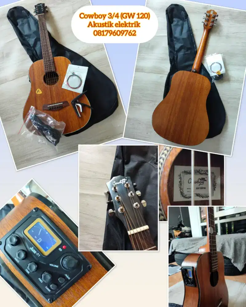 Gitar akustik elektrik original Cowboy gw 120 gitar traveler