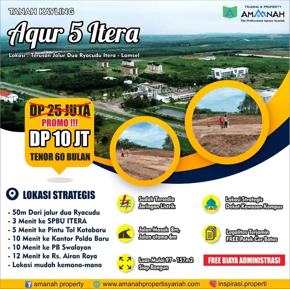 KAVLING ITERA DEKAT JALUR DUA DP MURAH COCOK BUAT RUMAH KOS