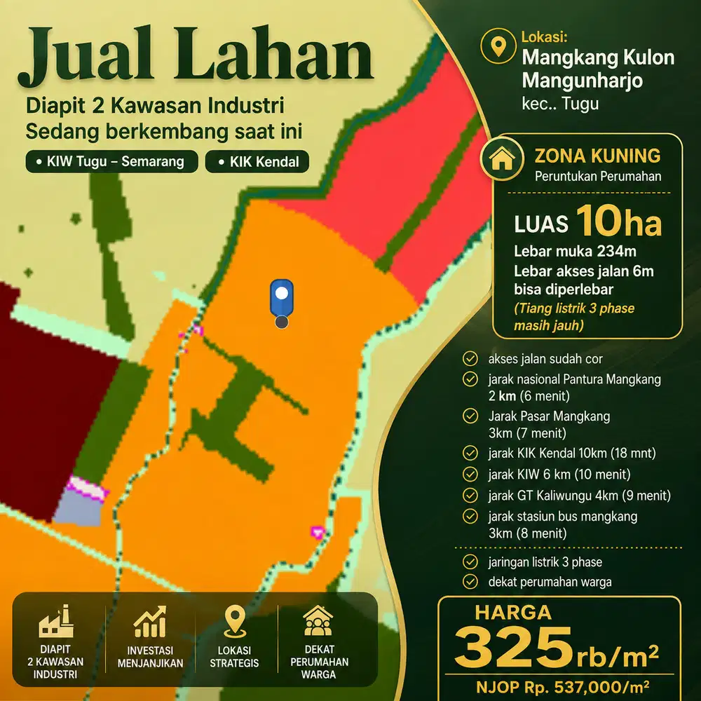 DIJUAL TANAH KAWASAN INDUSTRI MANGKANG MURAH CEPAT SEGERA DIBAWAH NJOP