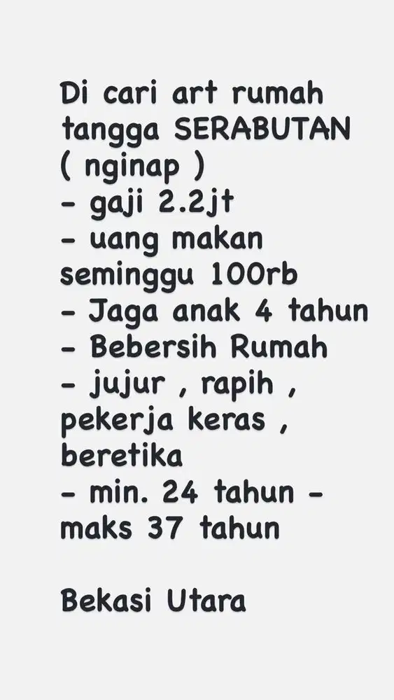 DI CARI ART SERABUTAN MAJIKAN LANGSUNG