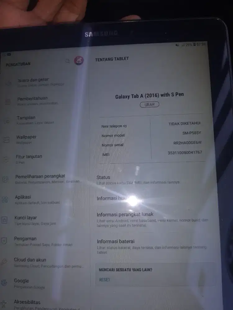 Tab Samsung A (2016) with s pen batangan