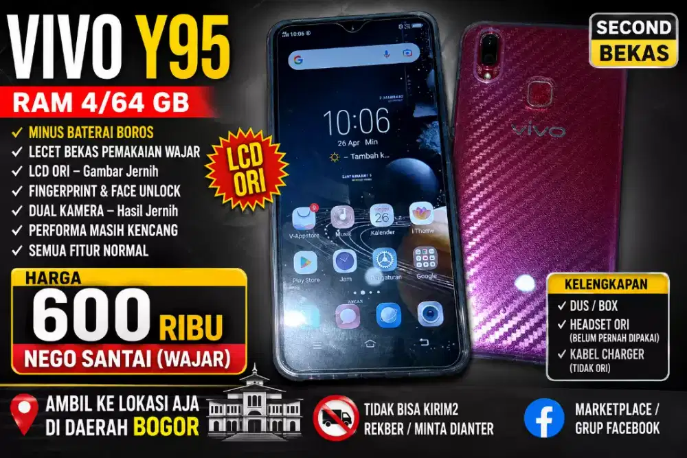 Hp vivo Y95 original,baca postingan iklan mengenai deskripsi barangnya