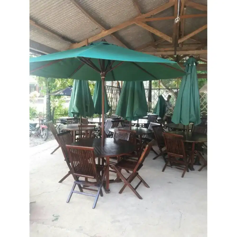 Kursi makan outdoor,payung jati,tenda waterporff,payung jati,kursi