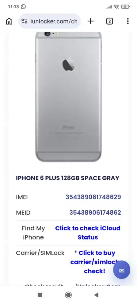 DJUAL AJH IP 6 PLUS 128 GB