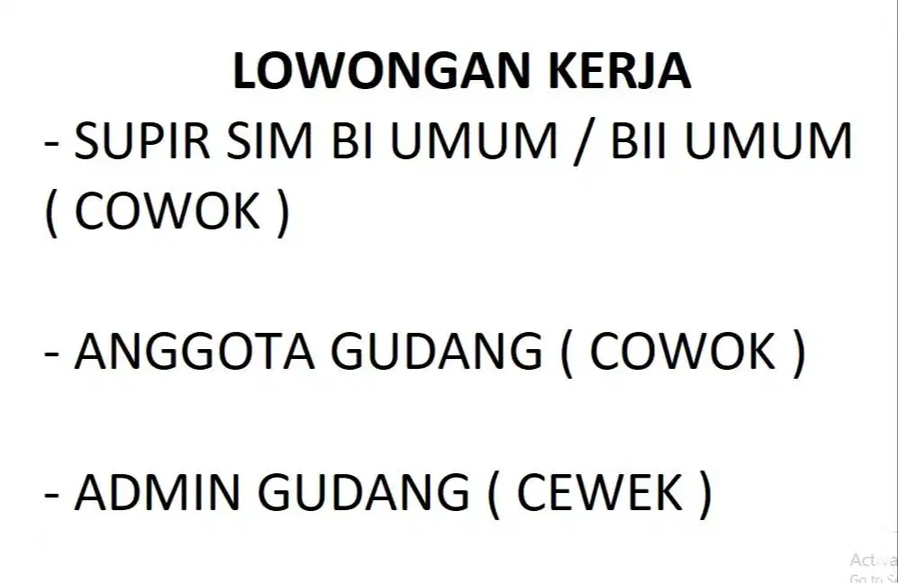 LOWONGAN KERJA DRIVER DAERAH TITI KUNING