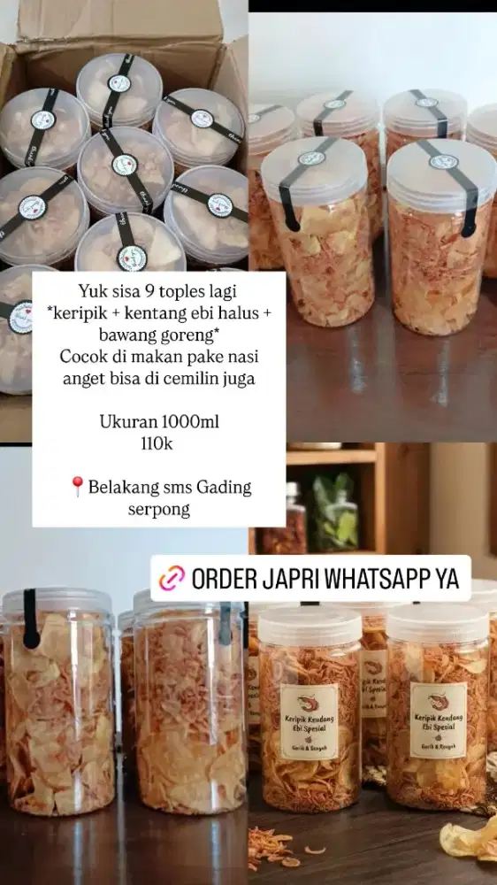 KERIPIK kentang + ebi halus + bawang goreng