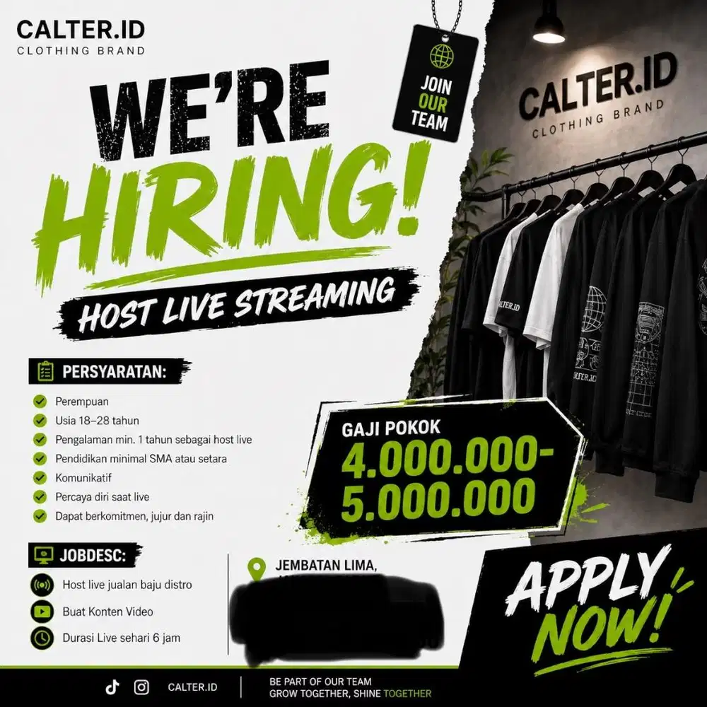 HOST LIVE SESUAI KUALIFIKASI DIATAS