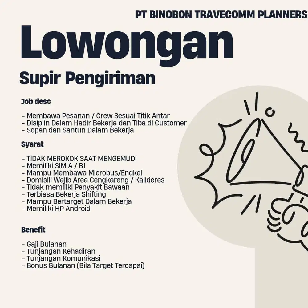 Dibutuhkan Driver/Supir