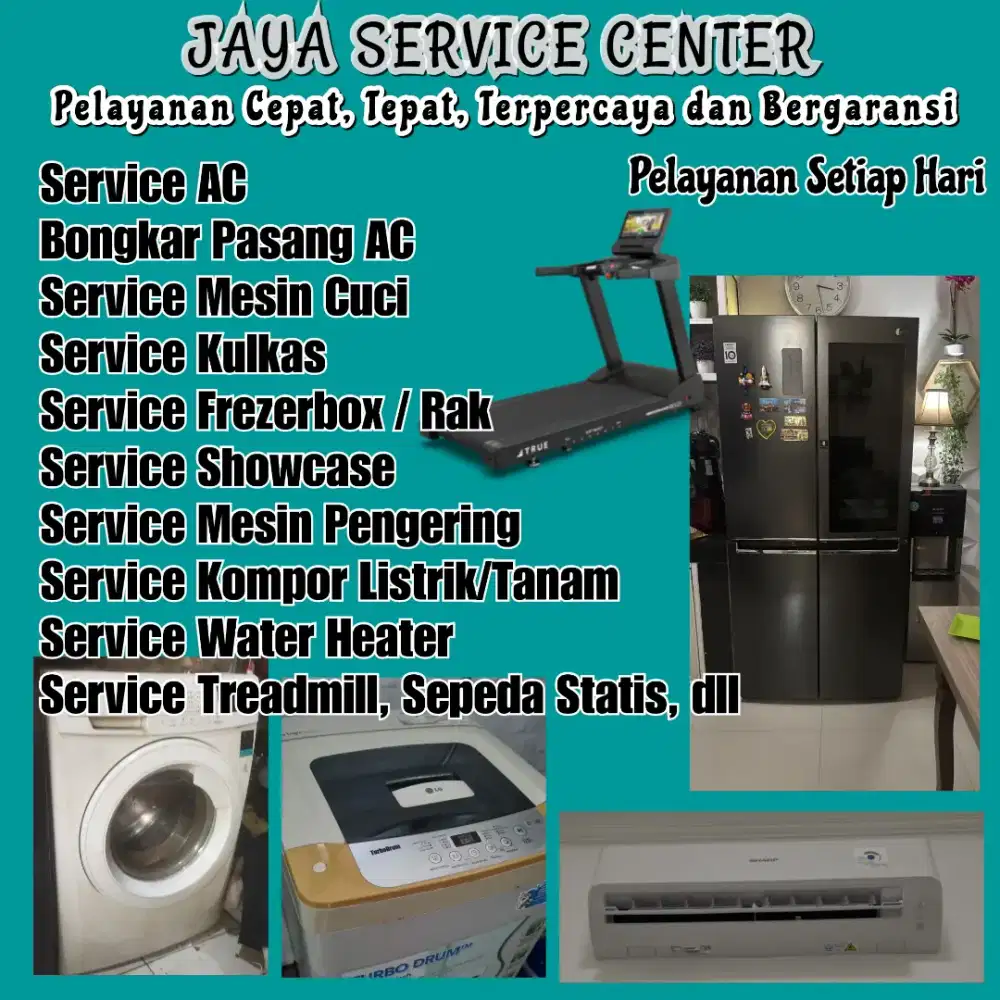 Service Kulkas Mesin Cuci Pasang AC Servis AC Treadmill Kursi Pijat