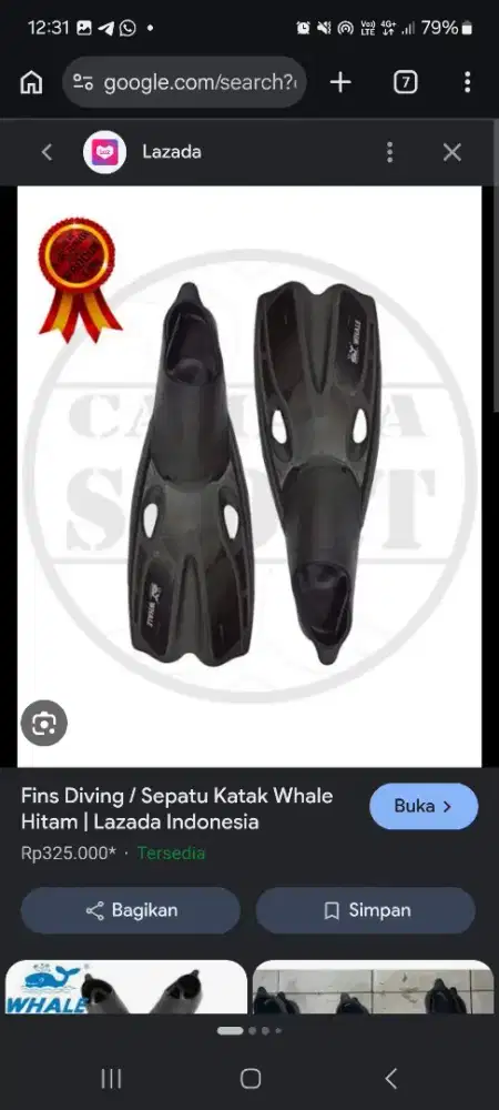 Whale Fins Kaki Katak Berenang Original