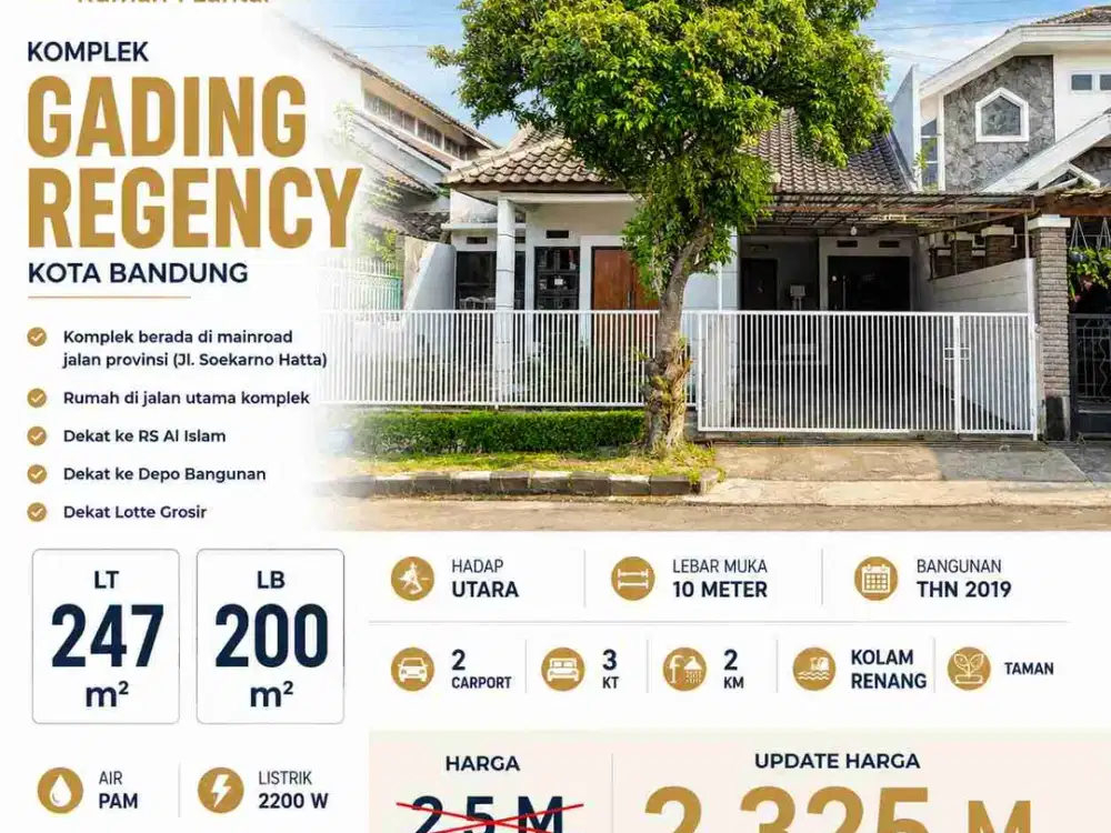 Dijual cepat rumah luas di Gading Regency, Kota Bandung