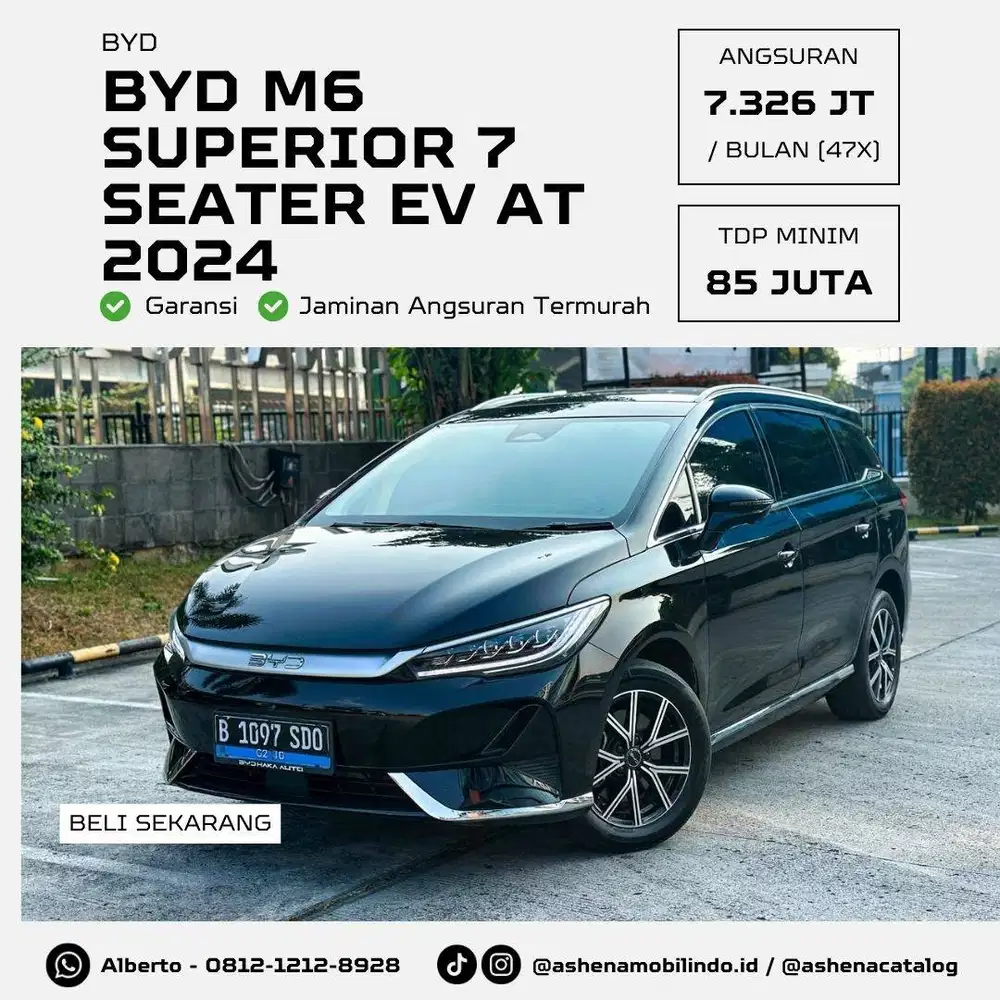 [LOW KM] BYD M6 Superior 7 Seater EV Listrik AT Hitam DP Minim 85jt