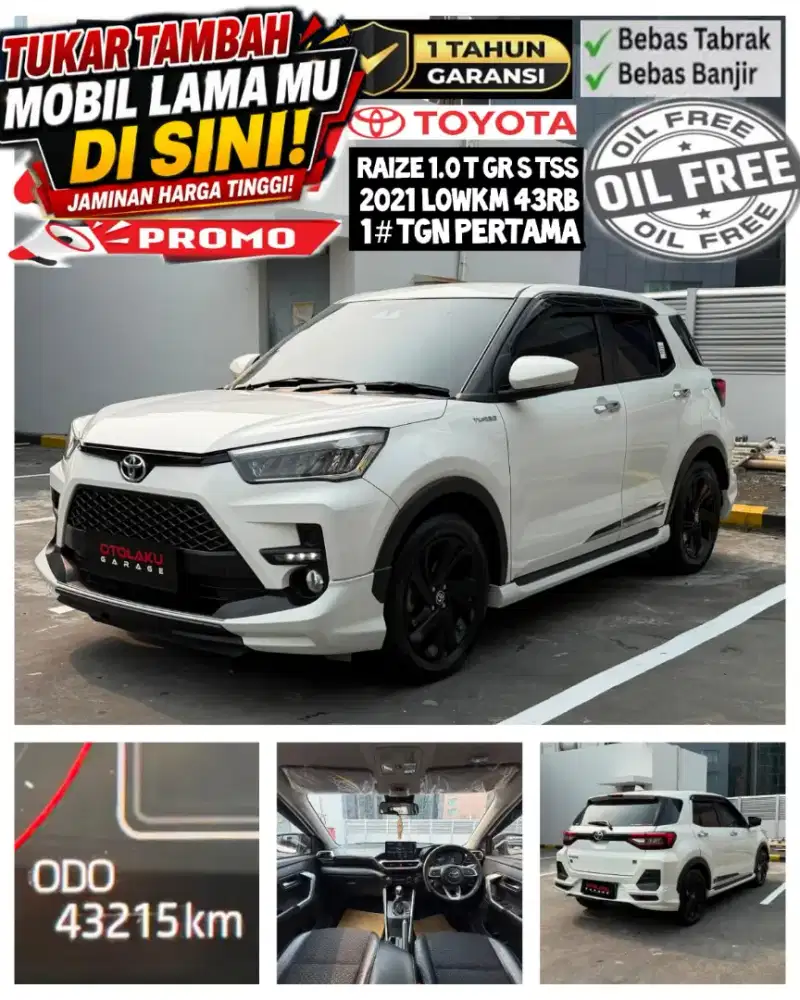 [LOWKM 43RB Dp 2 jt] Toyota Raize 1.0 TUrbo GR SPORT TSS 1TONE PUTIH