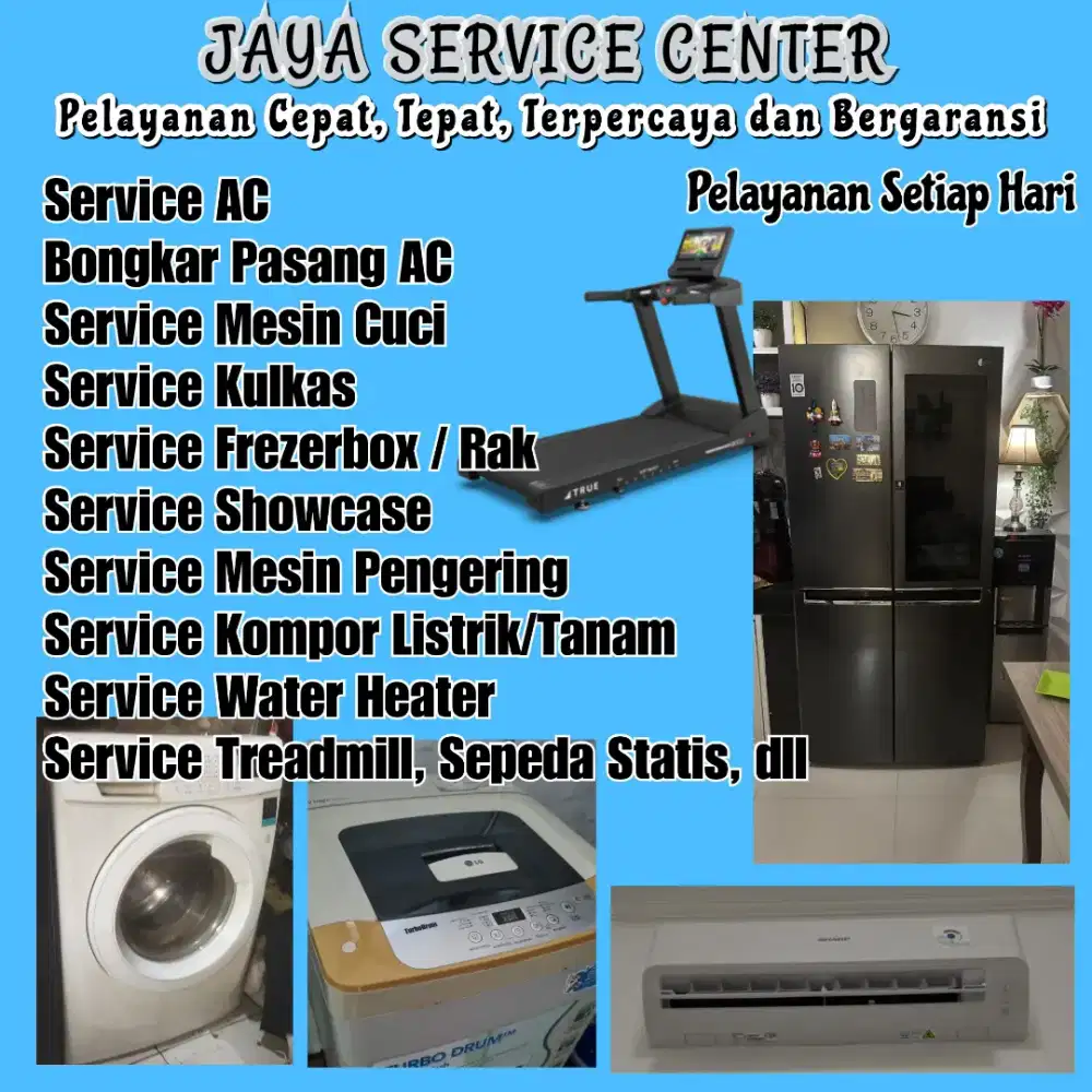 Service AC Kulkas Mesin Cuci Bongkar Pasang AC Kursi Pijat Treadmill