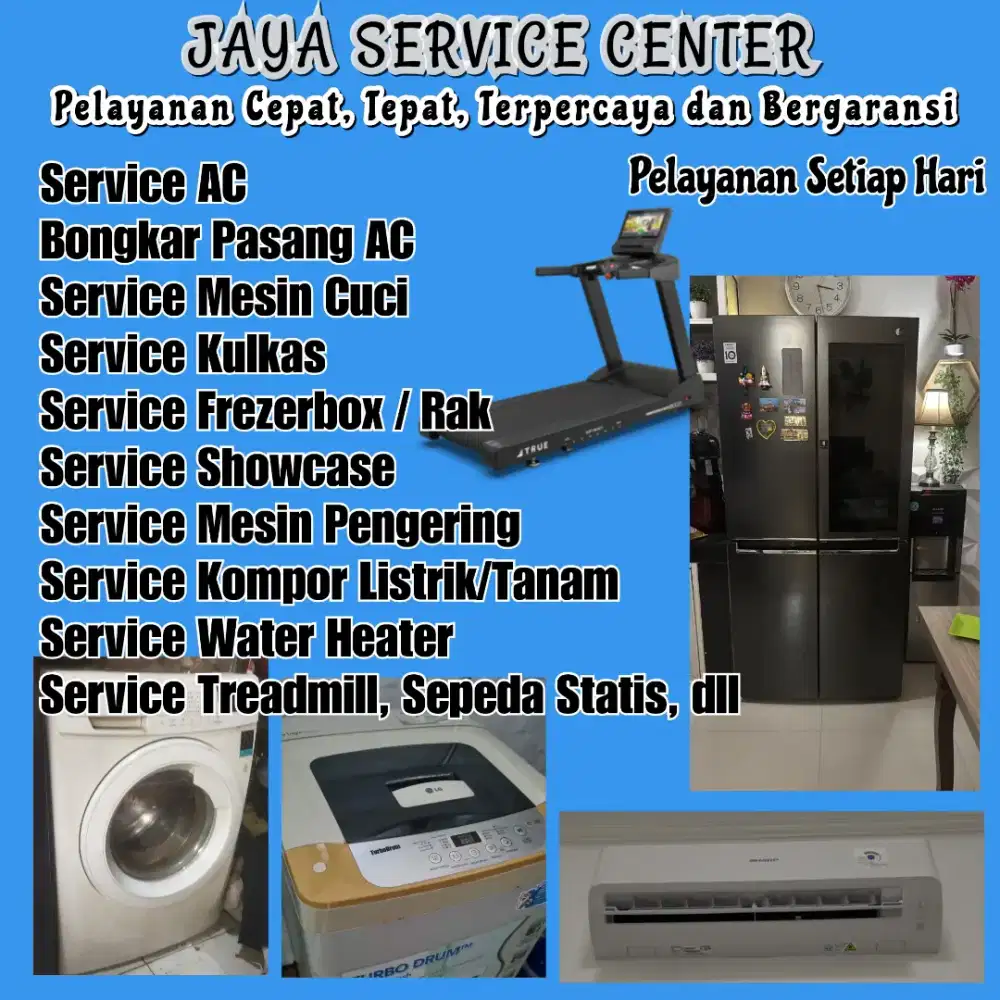 Service AC Kulkas Mesin Cuci Bongkar Pasang AC Kursi Pijat Treadmill