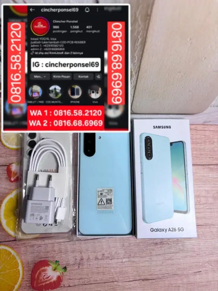 Jual hp likenew samsung A26 5g 8/256 istimewa grns RESMI free ADAPTOR