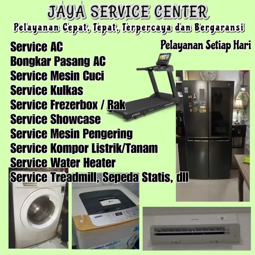 Service Kulkas AC Bongkar Pasang AC Kursi Pijat Treadmill Mesin Cuci