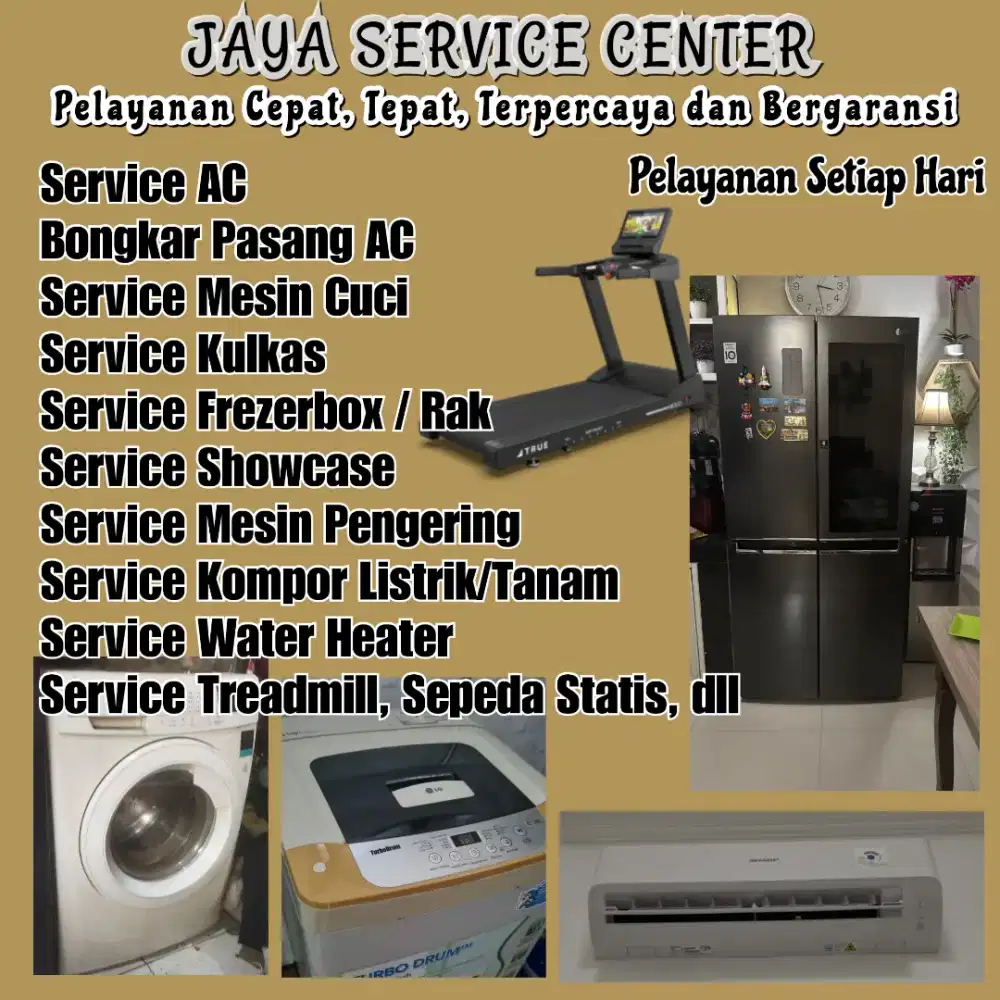 Service Mesin Cuci AC Kulkas Bongkar Pasang AC Treadmill Kursi Pijat