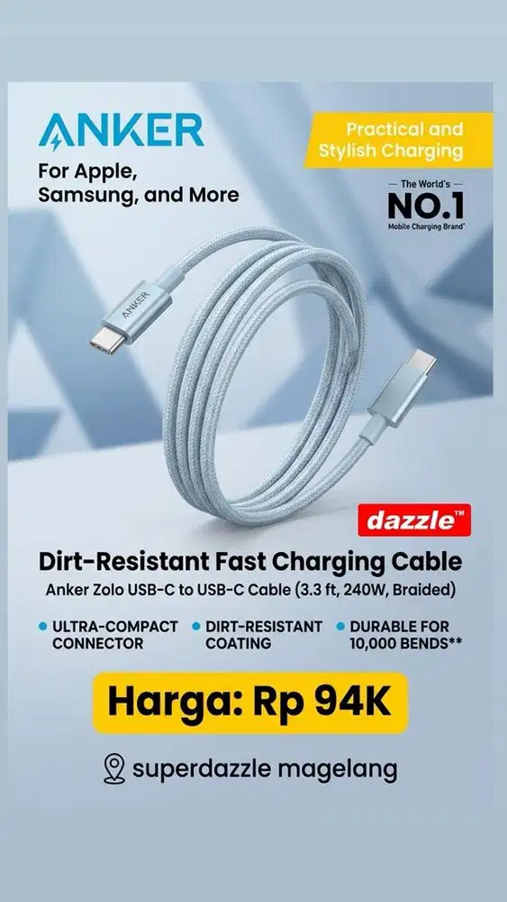 Kd anker c to c blue 3,3 ft A8060H31