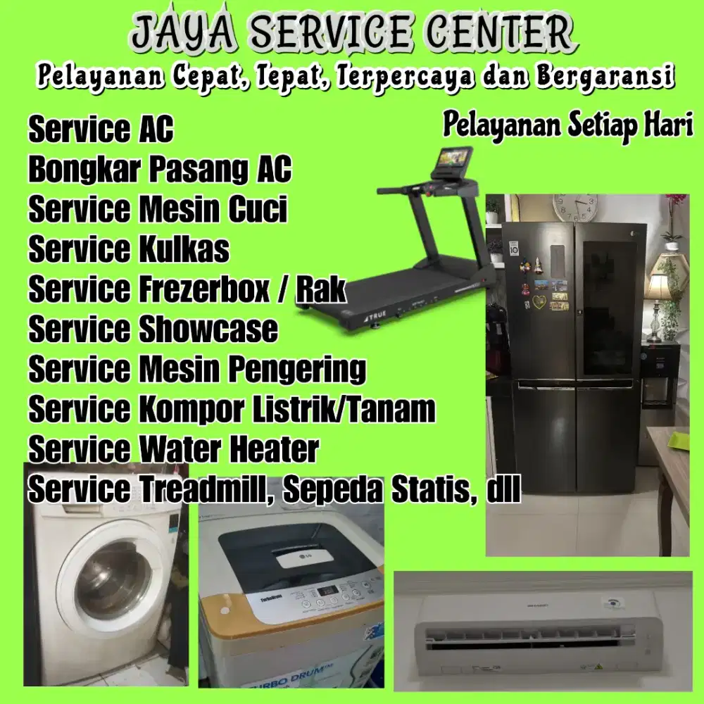 Service Kulkas Mesin Cuci AC Bongkar Pasang AC Kursi Pijat Treadmill