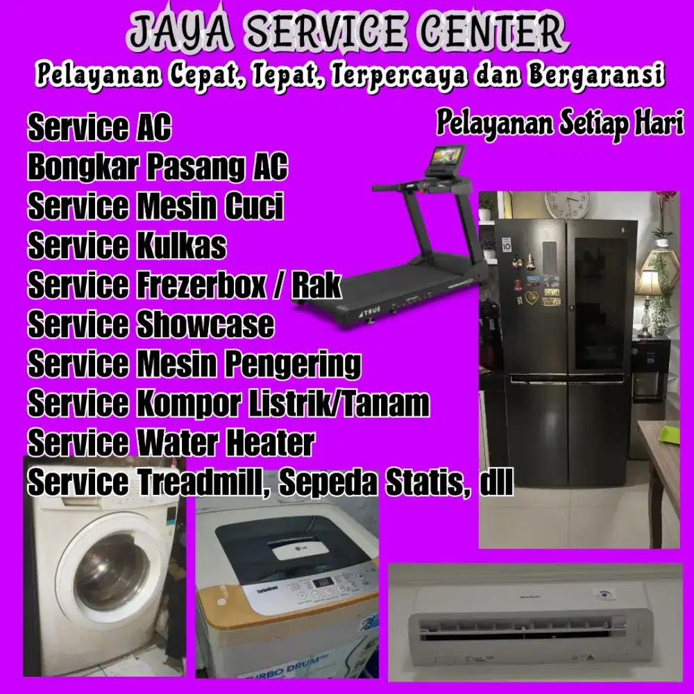 Service Mesin Cuci Kulkas AC Bongkar Pasang AC Kursi Pijat Treadmill