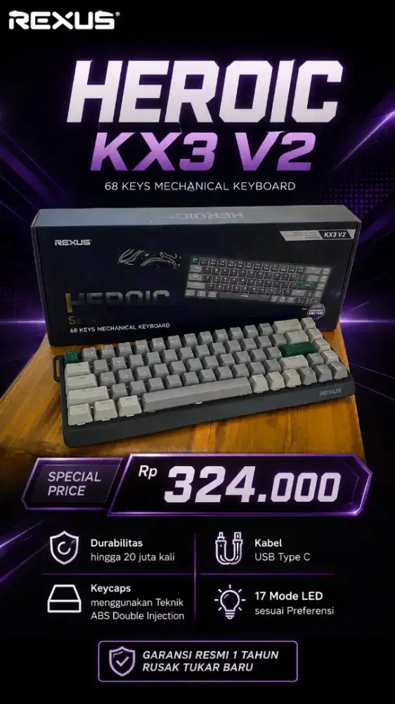 Keyboard mechanical wired rexus Heroic KX3 V2