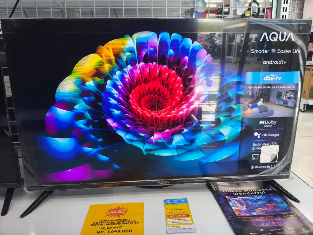 Promo Android Smart TV Aqua 32 Inch AQT32K701A Ex Display Bisa Cicilan