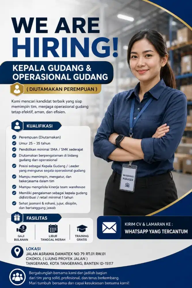 Dicari Kepala Gudang Yang Berpengalaman Diutamakan Perempuan