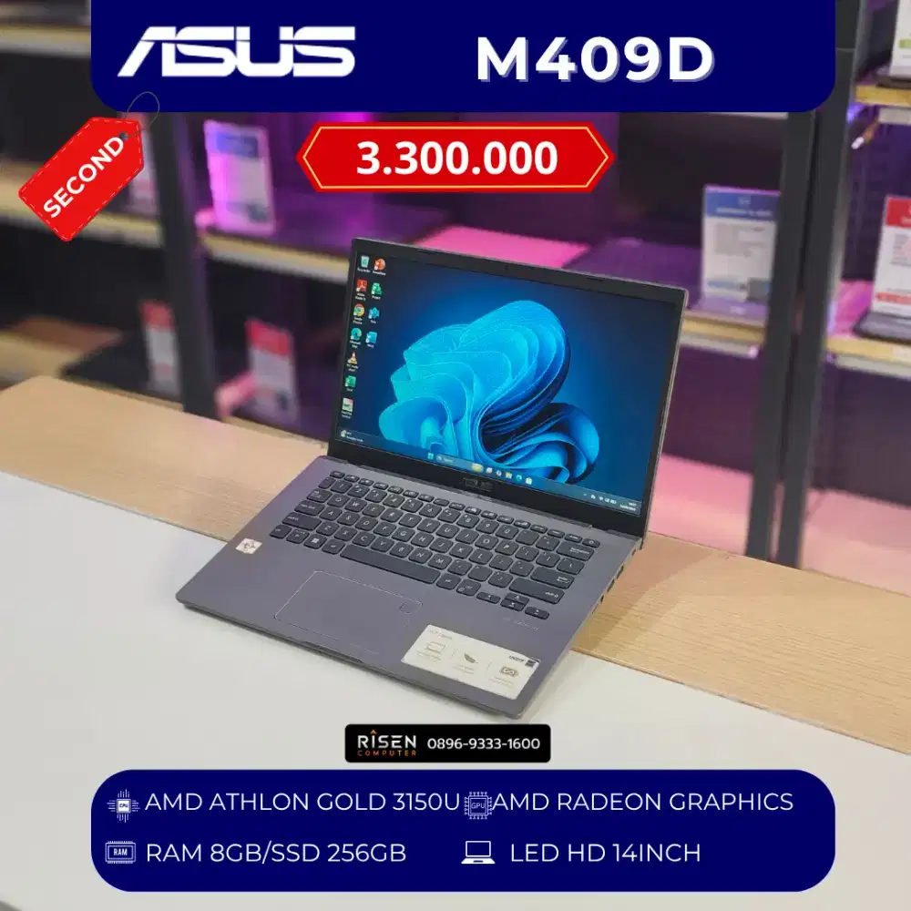 ASUS M409D AMD Athlon Gold 3150U RAM 8GB SSD 256GB HD 14Inch Bekas