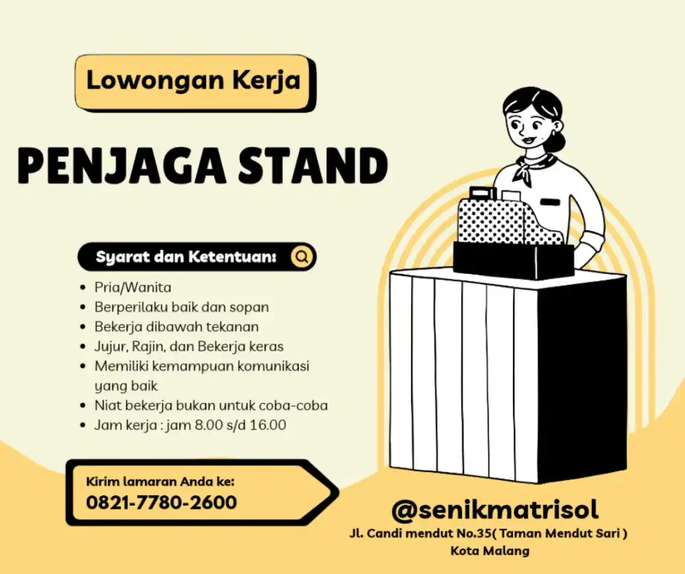 Dibutuhkan Segera Penjaga stand