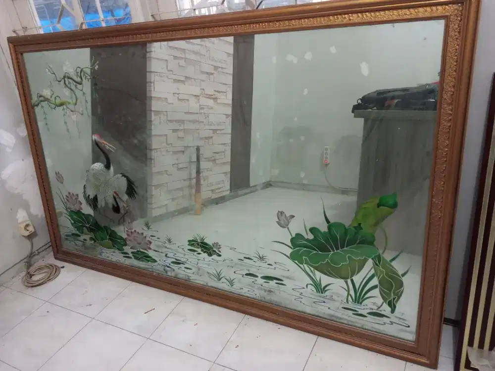 DIJUAL CERMIN PIGURA LUKISAN BURUNG DI CERMIN