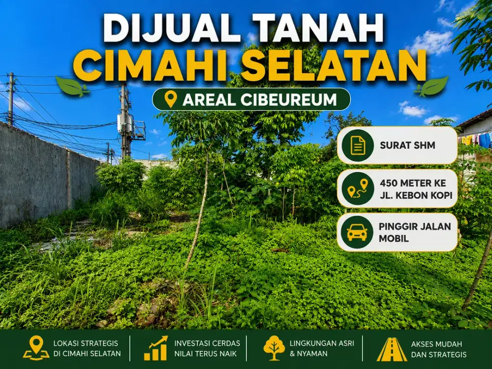 Lingkungan Pemukiman: Tanah Dijual Cimahi Selatan SHM Akses Mobil