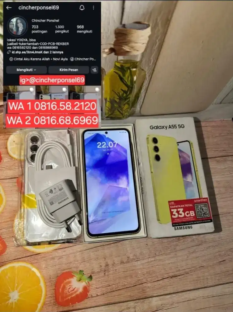 Jual hp samsung A55 5G 8/256 istimewa free ADAPTOR n case
