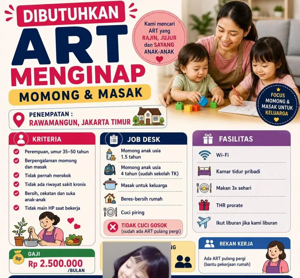 ART MOMONG MASAK TIDAK CUCI DAN SETRIKA BAJU