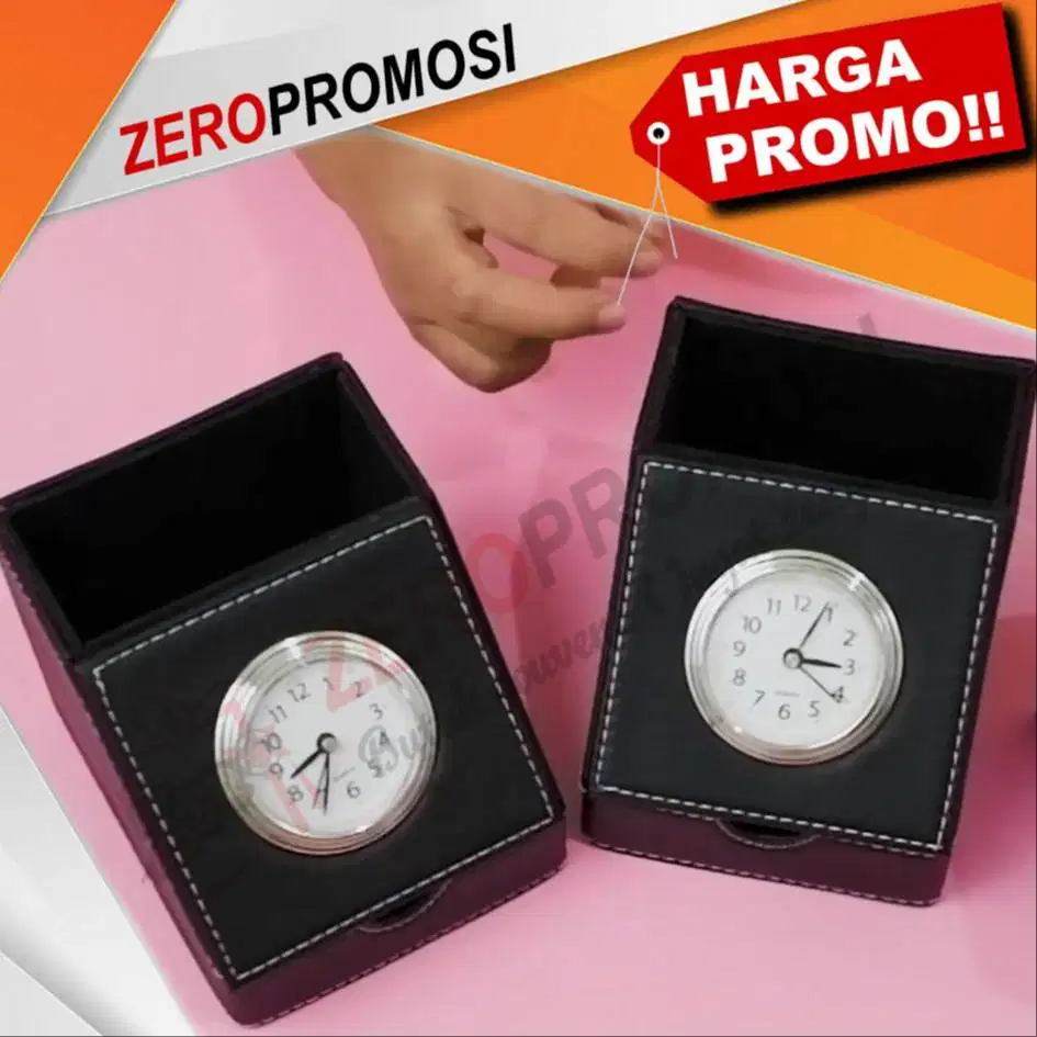 Jam Meja Kulit JHM 510 Custom Logo Elegan untuk Souvenir Kantor