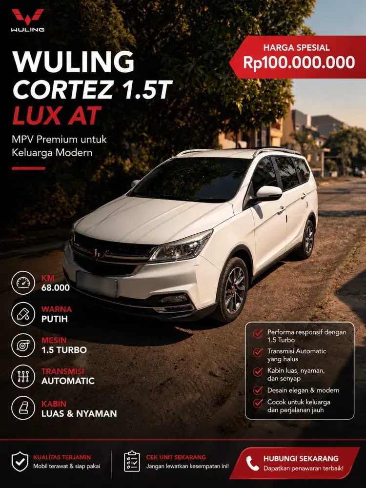 Wuling Cortez 1.5T LUX AT Putih | KM 68rb | Rp100 Juta