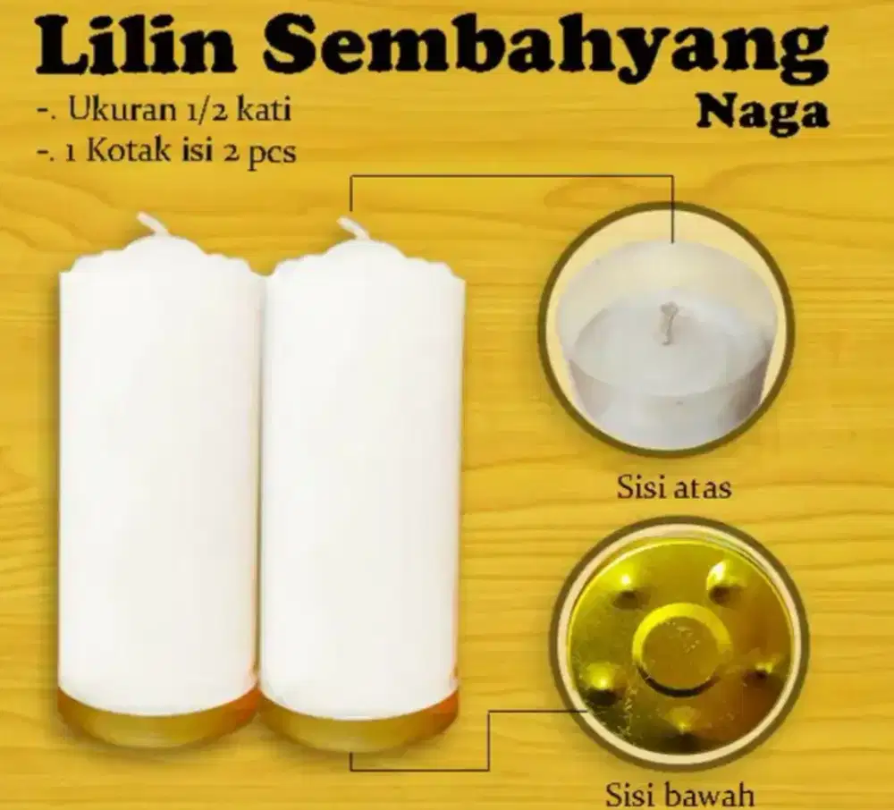 Dijual lilin putih uk. 1/2 kati per carton
