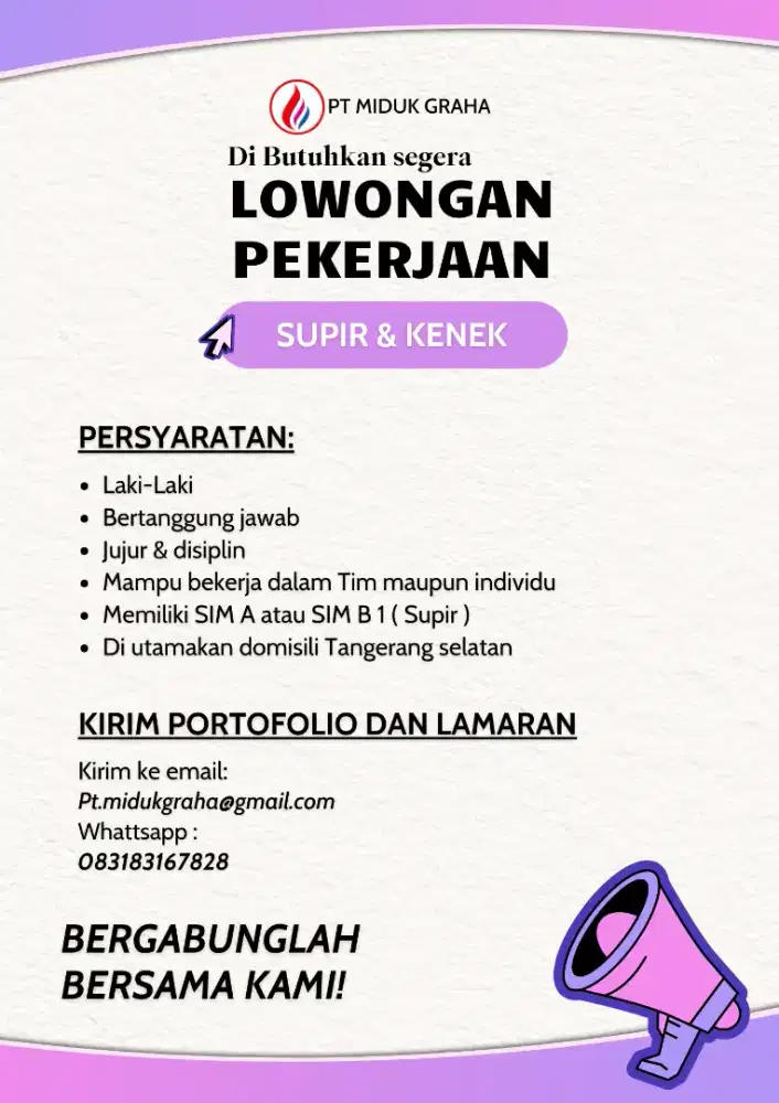 Lowongan kerja Driver