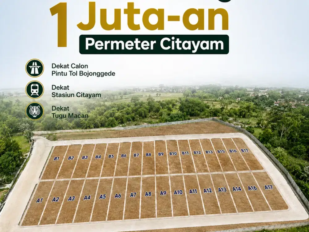 Dekat Calon Pintu Tol Bojonggede, Tanah Kavling SHM 1 Jt-an permeter