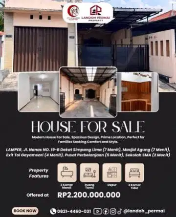 DIJUAL CEPAT - RUMAH TUMBUH GAYA MODERN FASILITAS LENGKAP