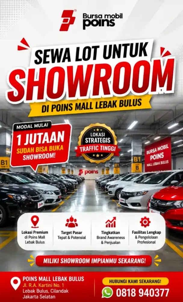 Disewakan Lot Showroom Bursa Mobil Strategis